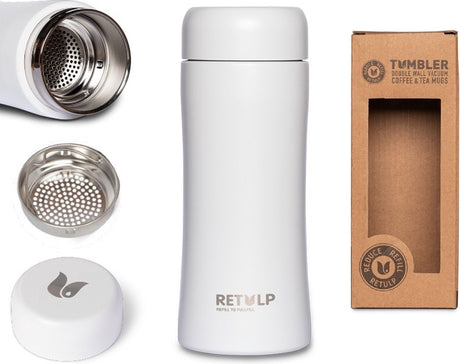 Retulp Becher – Thermosbecher – Thermosflasche – 300 ml – Kaffeetasse – Reisebecher – Kreideweiß – Edelstahl