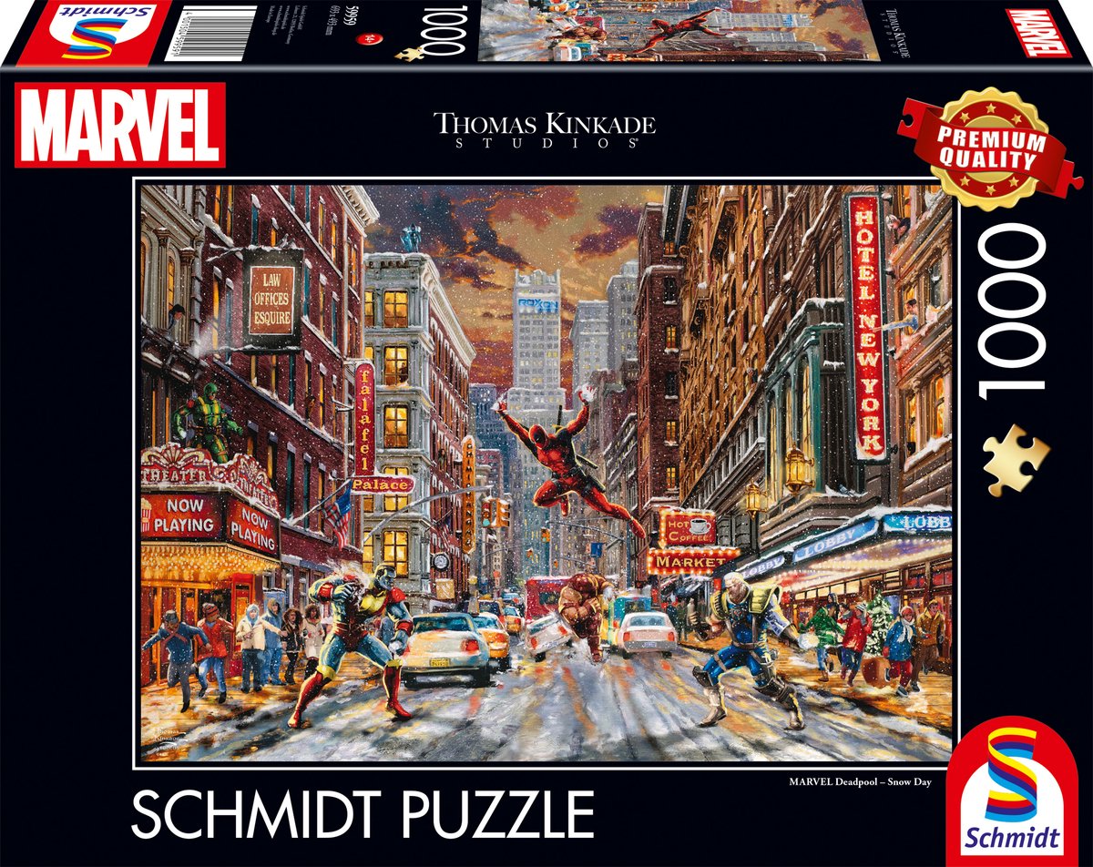 Schmidt – Puzzle – Marvel – Deadpool, Snow Day – Thomas Kinkade Studios – 1000 Teile – Erwachsene – ab 12 Jahren