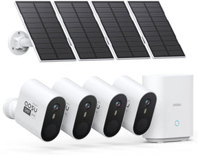 Aosu Solarcam-System max – 4 Sicherheitskameras – 2k-Auflösung – Solarenergie – kabellos – 32 GB
