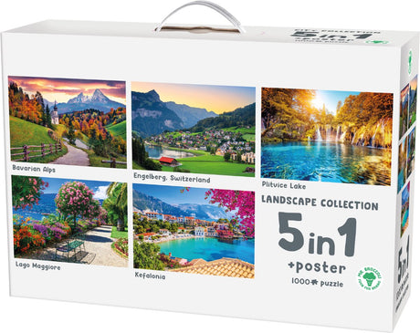 Mr. broccoli - landscape collection - 5 x 1000 stukjes legpuzzel - inclusief poster - fsc® - puzzel voor volwassenen