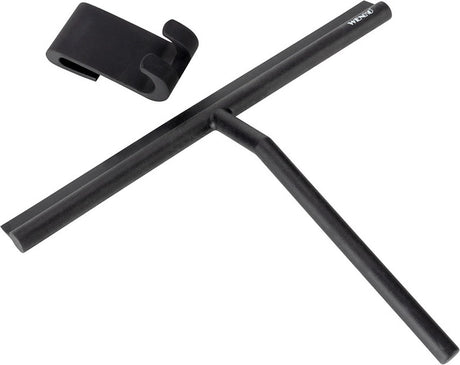 Wenko extra breiter Duschabzieher Mola xxl 32cm Edelstahl schwarz, mit Aufhängehaken - Fensterabzieher - Duschabzieher