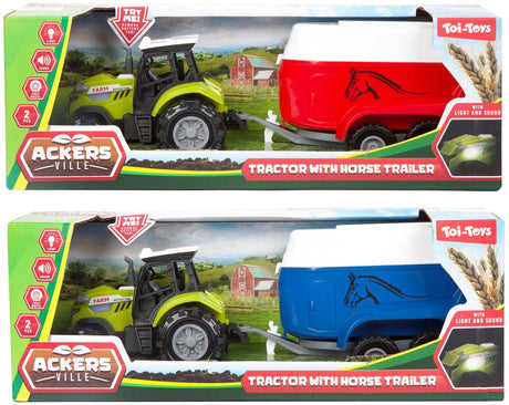 Toi-toys Ackers Ville Traktor und Anhänger mit Licht und Sound, 10 cm