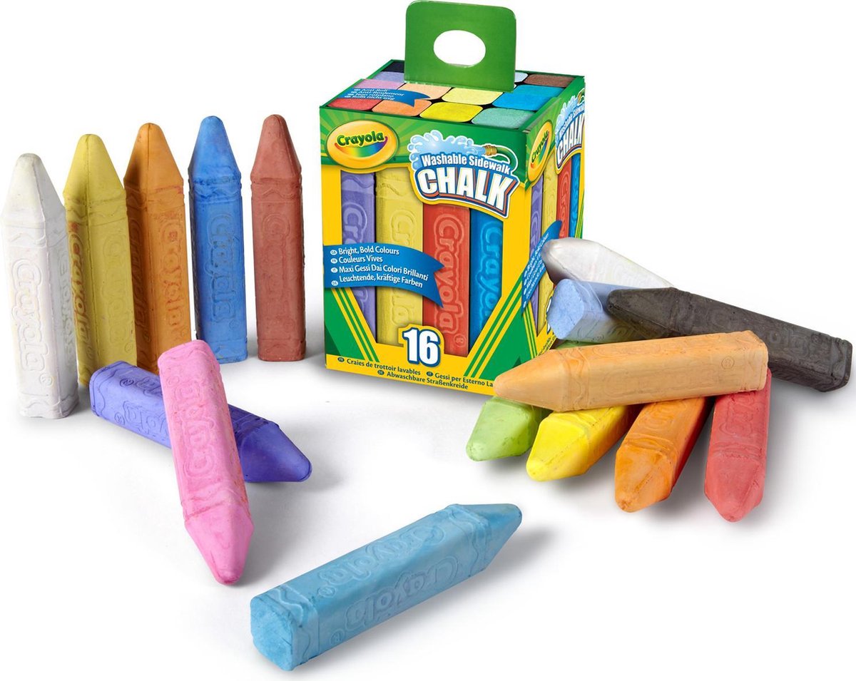 Crayola - hobbypakket - 16 afwasbare stoepkrijt - heldere kleuren