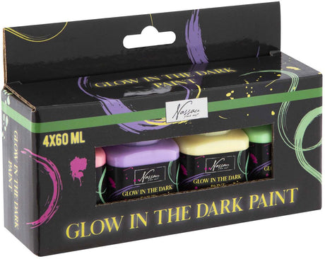 Creative Craft Group Acrylfarben-Set, leuchtet im Dunkeln, 4 x 60 ml Bastelfarbe.