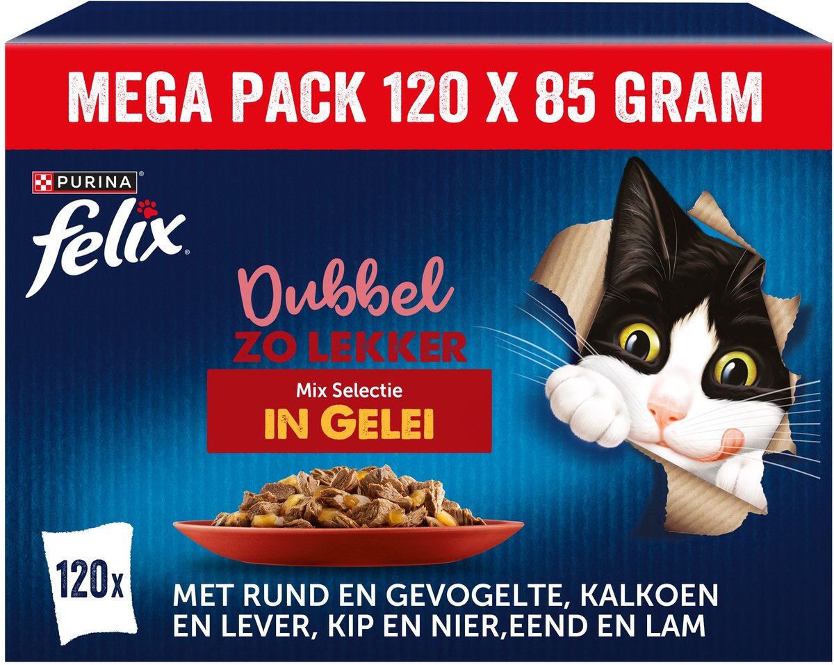 Felix doppelt so lecker in Gelee - Nassfutter für Katzen - Landauswahl - 120 x 85 g