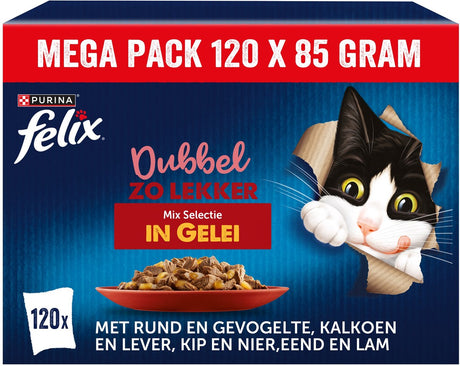 Felix doppelt so lecker in Gelee - Nassfutter für Katzen - Landauswahl - 120 x 85 g