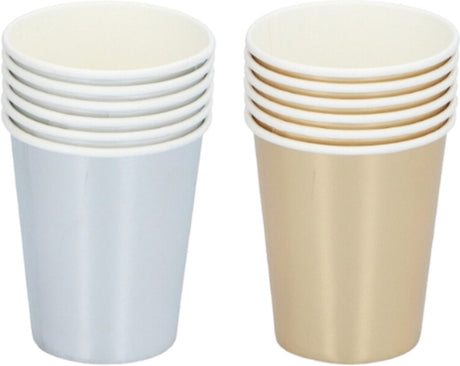 Party casa wegwerpbekers - goud of zilver - 6 stuks