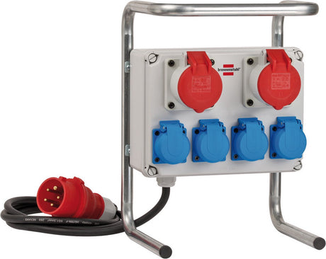 Brennerstuhl kompakter Kleinstromverteiler BKV 2 4 G IP44 Baustromverteiler mit Stahlrohrgestell (2 m Kabel, für den Dauereinsatz im Außenbereich IP44)