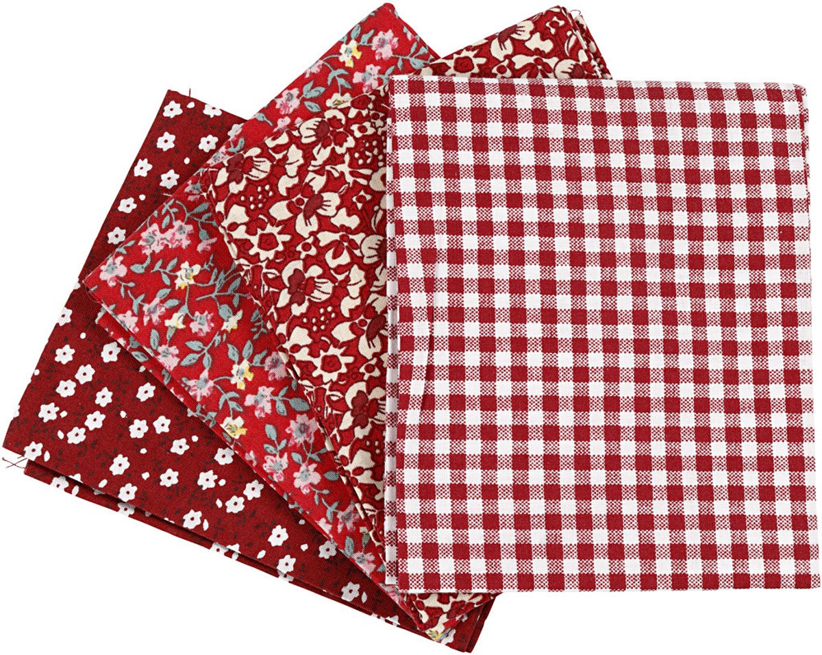 Creativ Company Patchworkstoff rot 45x55cm, 4 Stk.