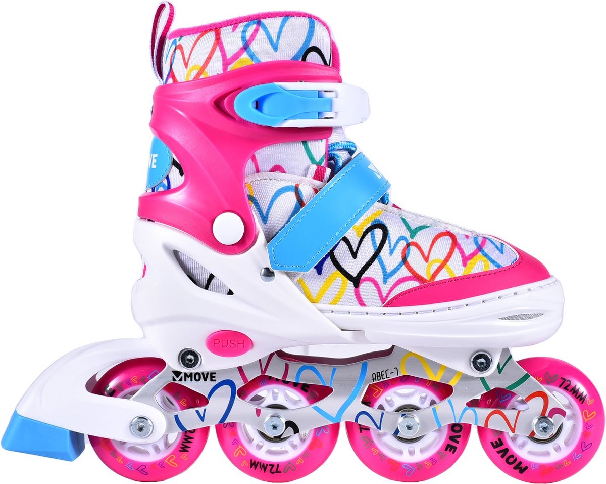 Inline-Skates Move - Love S 30-33 - Weiß Rosa - Größenverstellbar 30 bis 33