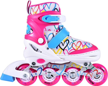 Inline-Skates Move - Love M 34-37 - Weiß Rosa - Größenverstellbar 34 bis 37
