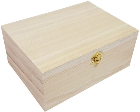 Markenlose Holzkiste im A5-Format – Klappdeckel – Schloss – Paulownia