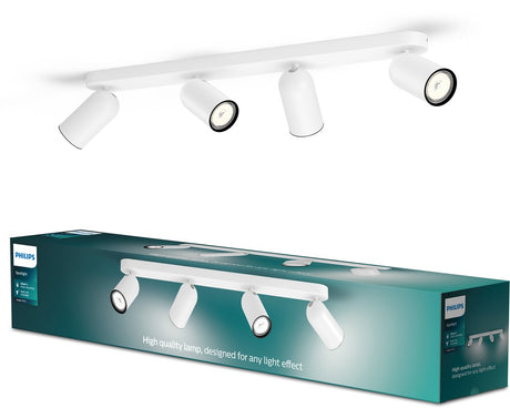 Philips pongee opbouwspot - 4-lichts - wit