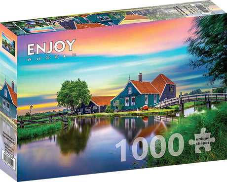 Enjoy puzzle legpuzzel boerderij nederland 1000 stukjes kleurrijk landschap.