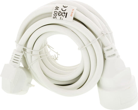 Exin verlengsnoer - met penaarde - 5 meter snoer - 3 x 1.5 mm2 vinylkabel - wit