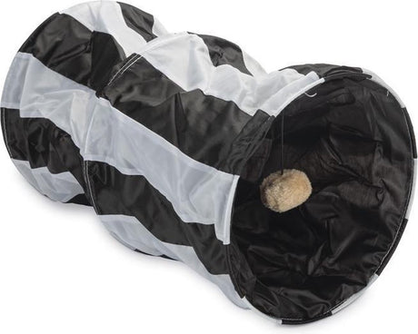 Beeztees cruzzle - kattentunnel - nylon - zwart wit - 50x26x26 cm