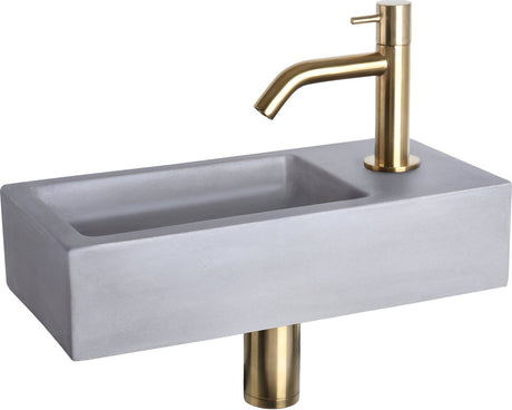 Differnz Ravo-Brunnenset Beton hellgrau gebogen mattgold