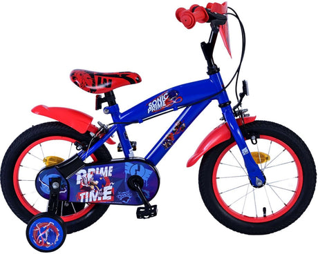 Sonic Prime Children's Bicycle - Jungen - 14 Zoll - Blaurot - Zwei Handbremsen
