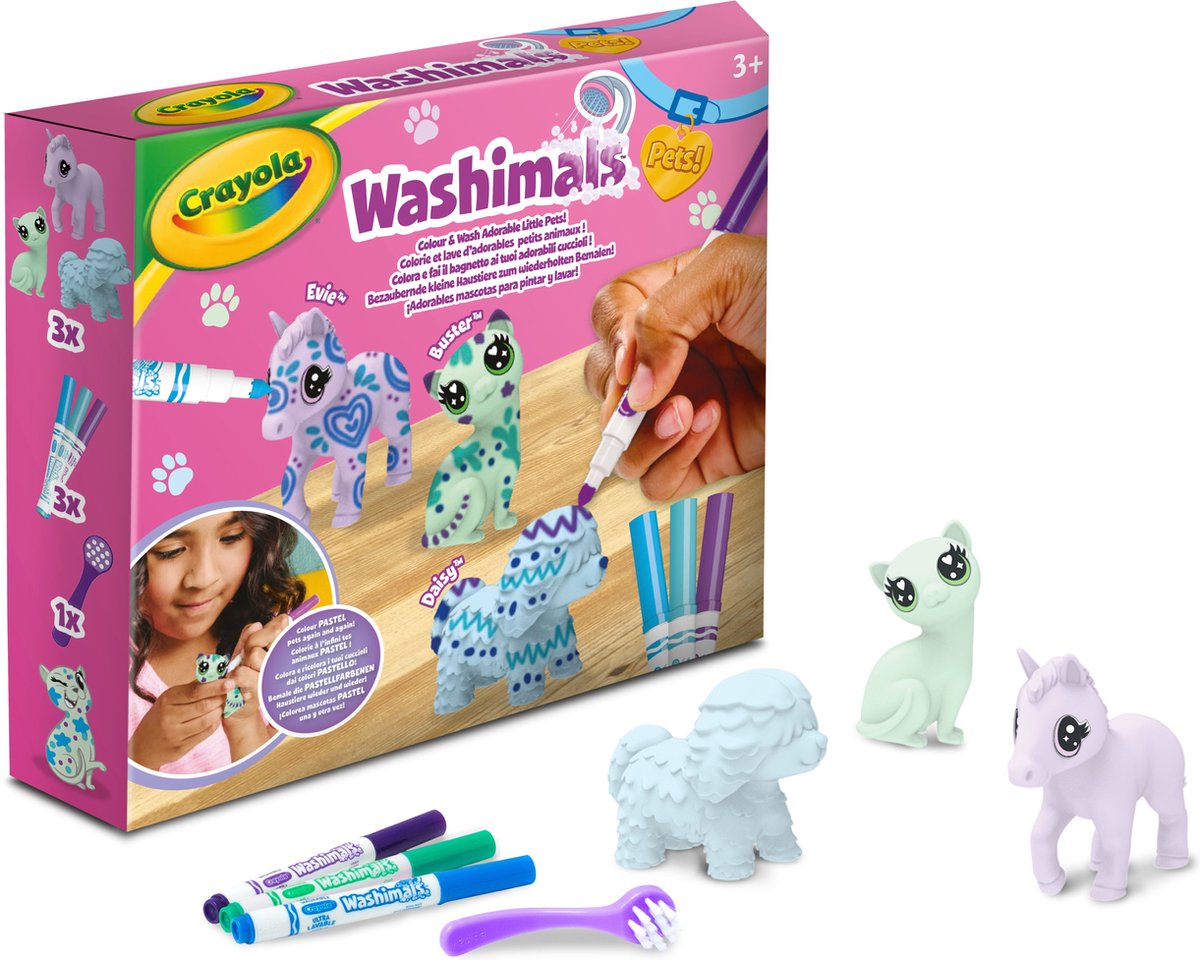 Crayola – Washimals – Hobby-Paket – Nachfüllset für Haustiere mit 3 Welpen in Pastellfarben