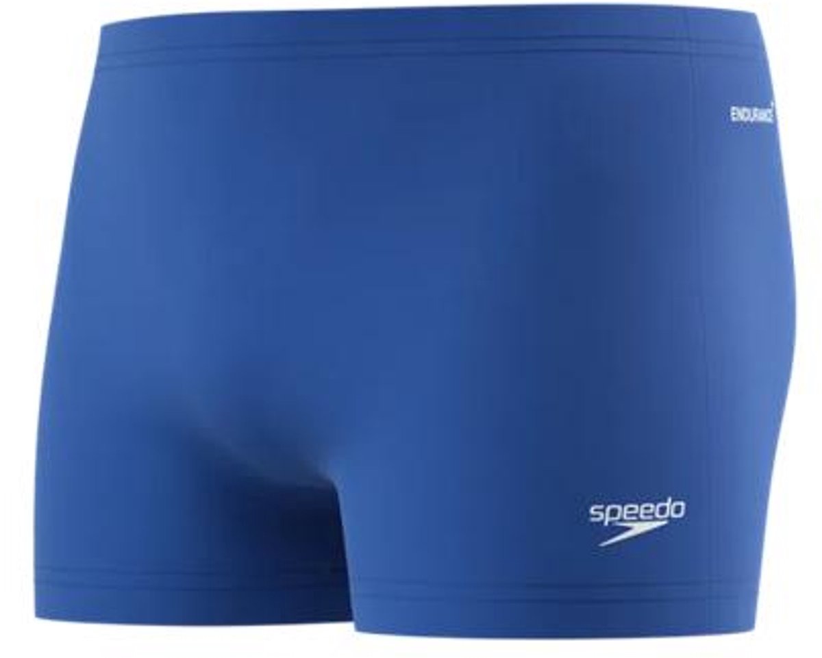 Speedo Endurance+ Logo Aqua Shorts Herren – Enge Badeshorts Herren – Chlorbeständige Badehose Herren – Farbechte Sport-Badehose Herren – Blau Weiß – M