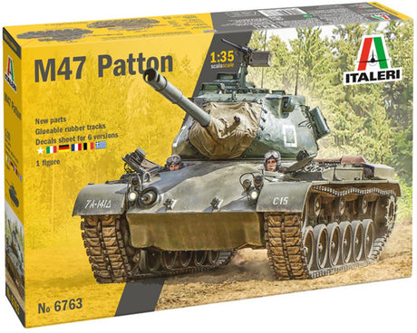 Italeri Modellbausatz Militärfahrzeuge – 6763 M47 Patton – 6 Aufkleberoptionen – Kampfpanzer aus Kunststoff – 1:35 – Modellbausatz