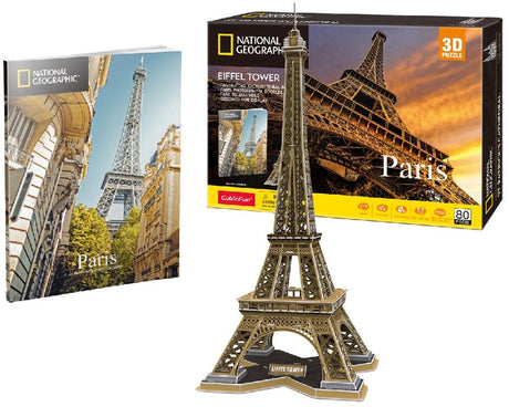 Kubisches, lustiges National Geographic 3D-Puzzle „Eiffelturm“ – 80 Teile – 70,9 cm hoch