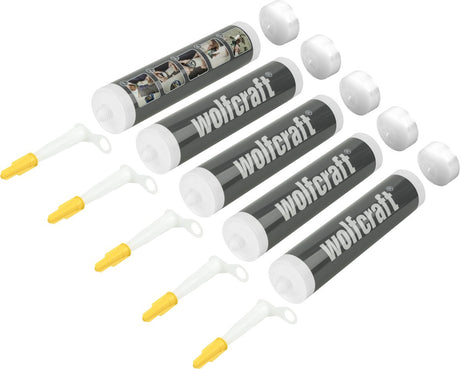 Wolfcraft – leere Kit-Röhre – 5 Stück – leeres Muster zum Verfugen von Fliesen mit Fugenmörtel – 4044100