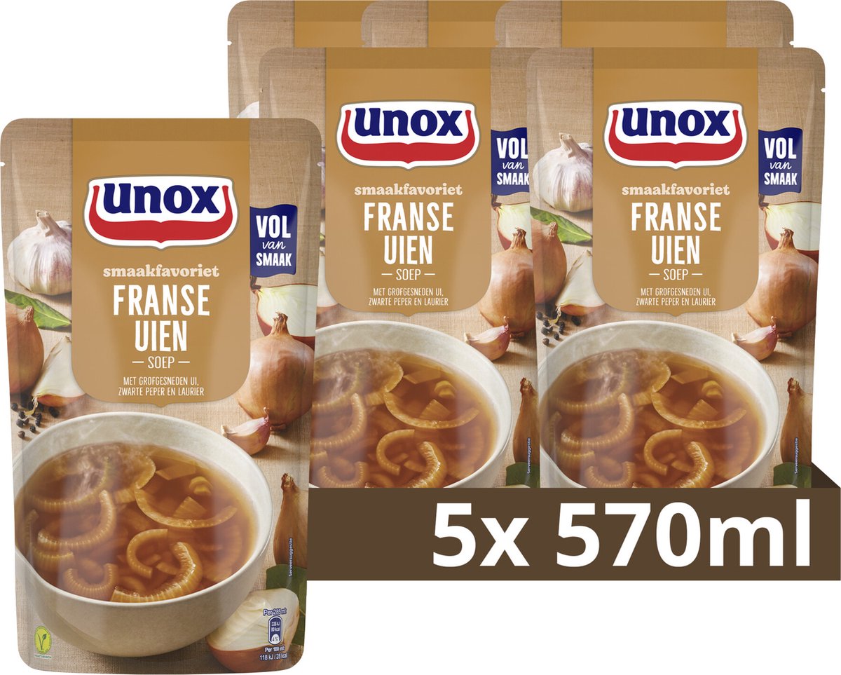 Unox – Suppe im Beutel – Französische Zwiebelsuppe – 5 Beutel x 570 ml