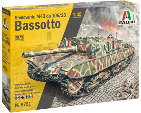 Italeri Modellbausatzauto – 6751 semovente ansaldo fiat m43 da 105 25 -bassotto- – Jagdpanzer aus Kunststoff – 1:35 – Modellbausatz