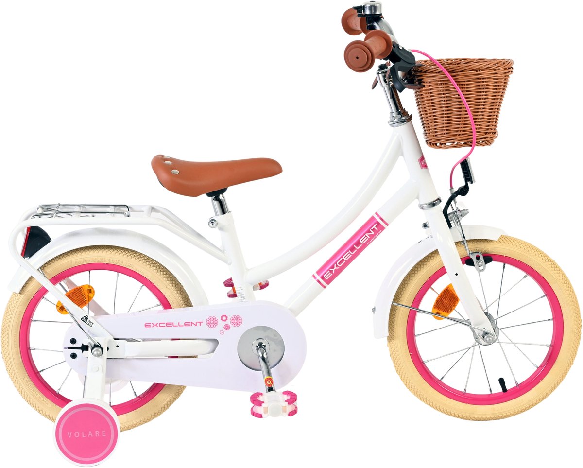 Volare Exzellente Kinderfahrrad - Mädchen - 14 Zoll - Weiß