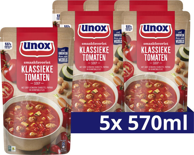 Unox – Suppe im Beutel – klassische Tomatensuppe – 5 Beutel x 570 ml