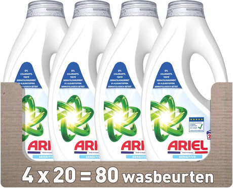Ariel Flüssigwaschmittel Sensitiv – 4 x 20 Wäschen