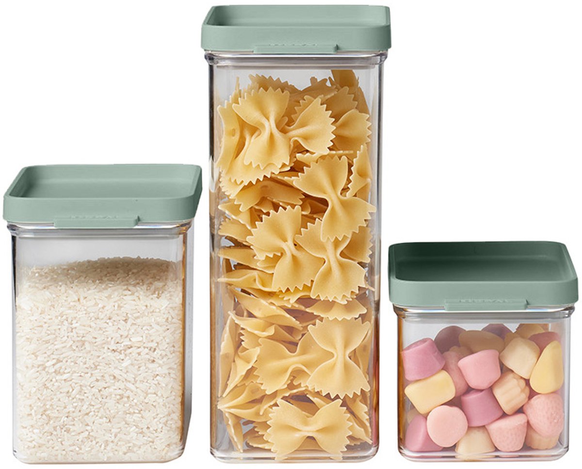 Mepal omnia bewaardozen - 3-delige set - voorraaddoos - nordic sage