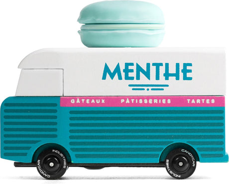 Candylab Spielzeugbus Macaron aus blauem Retro-Van aus Holz.