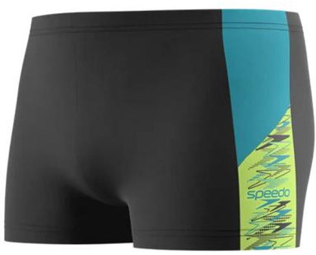 Speedo dive aquashort heren - strakke zwembroek heren met vormvaste pasvorm - zwemboxer heren met ondersteunende voering - sportzwembroek heren met trekkoord - zwart groen - l