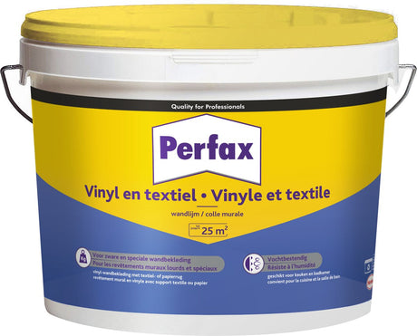 Perfax vinyl en textiel wandlijm 5 kg | gebruiksklare hoogwaardige lijm | voor diverse materialen | betrouwbare en veelzijdige toepassing | wand bekleding | feilloze afwerking