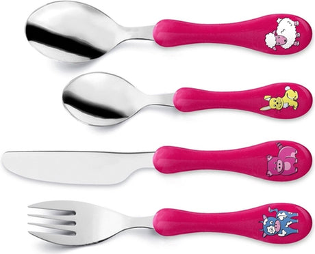 Amefa Einzelhandel Amefa Kinderbesteckset Edelstahl – Fuchsia – 4-teilig