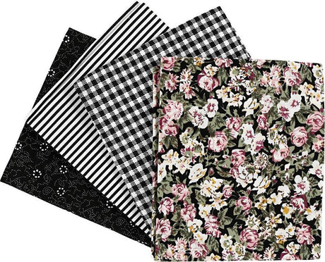 Creativ Company Patchworkstoff 45x55 cm schwarz 4 Stück