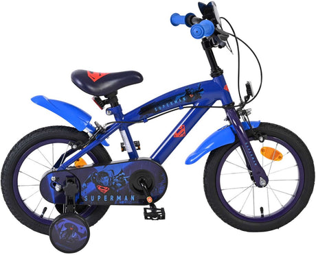 Superman Kinderfahrrad – Jungen – 14 Zoll – Blau – zwei Handbremsen