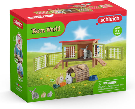 Schleich Farm World Spielfiguren-Set – Hasenstall – Kinderspielzeug für Jungen und Mädchen – 3 bis 8 Jahre – 42420