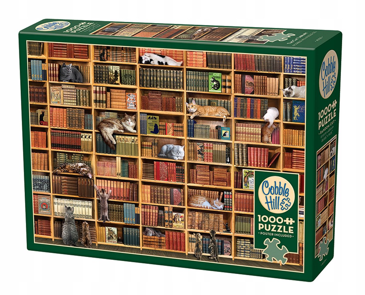 Cobble Hill Puzzle 1000 Teile – Katzenbibliothek, ohne Markenzeichen