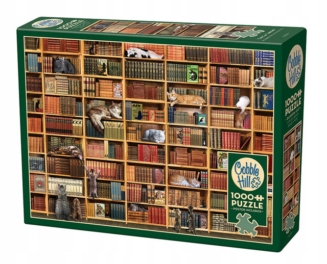 Cobble Hill Puzzle 1000 Teile – Katzenbibliothek, ohne Markenzeichen