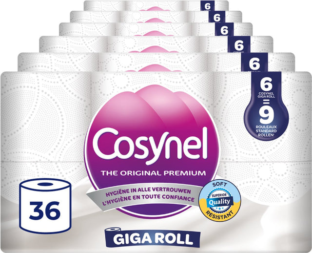 Cosynel Toilettenpapier 36=54 Rollen – Giga-Rolle weiß – 3-lagig – Vorteilspack