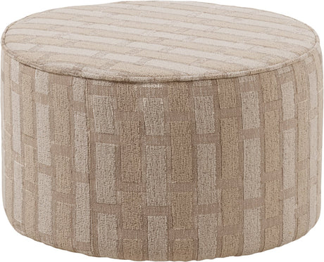 Woood sarli poef laag dessin - chenille - naturel beige - 36x60x60