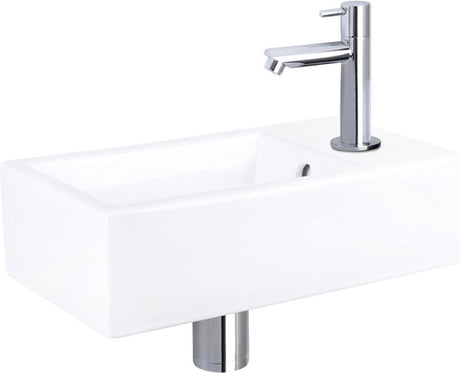 Differnz Force Springbrunnen-Set – Keramik – Wasserhahn gerade Chrom – 40 x 22 x 11,5 cm