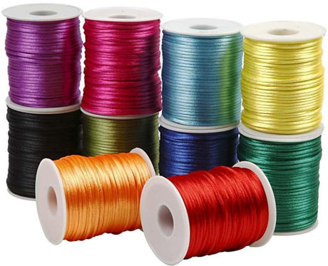 Creativ Company Satinschnur, Stärke 2 mm, kräftige Farben, 10x50 m 1 Karton