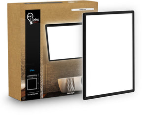 B.k.licht flach - LED-Badezimmerlampe Deckenlampe - Panel-Deckenlampe - Badezimmerbeleuchtung mit neutralweißem Licht - IP44 - 42 x 42 cm - Schwarz