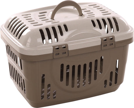 Flamingo-Reisekiste – Transportkäfig Darva Taupe 48,5 x 33,5 x 33 cm – sichere tragbare Kiste für Katzen, kleine Hunde, Nagetiere