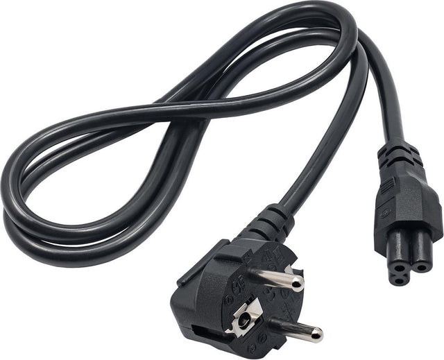 Akyga voedingskabel voor laptop, notebook en pc, iec c5 klaverblad 250v