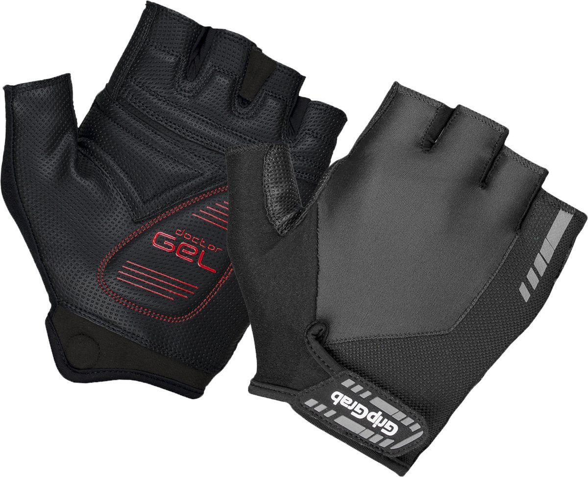 Gripgrab – Progel gepolsterte Kurzfinger-Sommer-Fahrradhandschuhe – Schwarz – Unisex – Größe XL